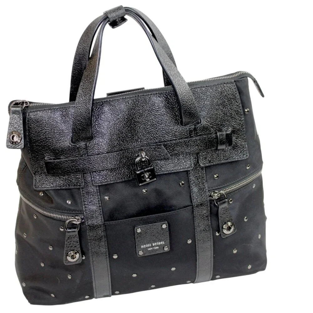 Henri Bendel Jetsetter Large Rare Find Tonal Stud Three Way Convertible Backpack